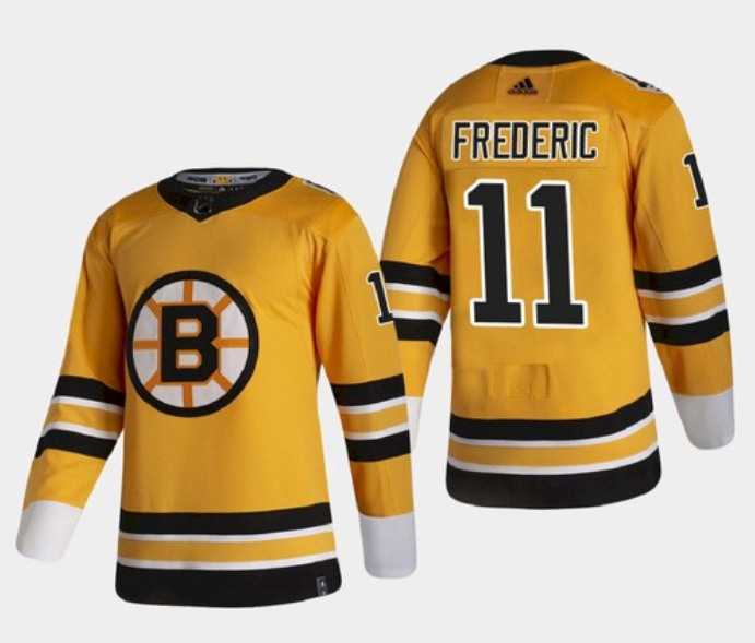 Men's Boston Bruins #11 Trent Frederic Gold Stitched NHL Jersey Dzhi